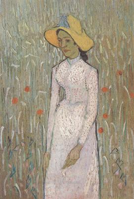 Vincent Van Gogh Young Girl Standing against a Background of Wheat (nn04) France oil painting art